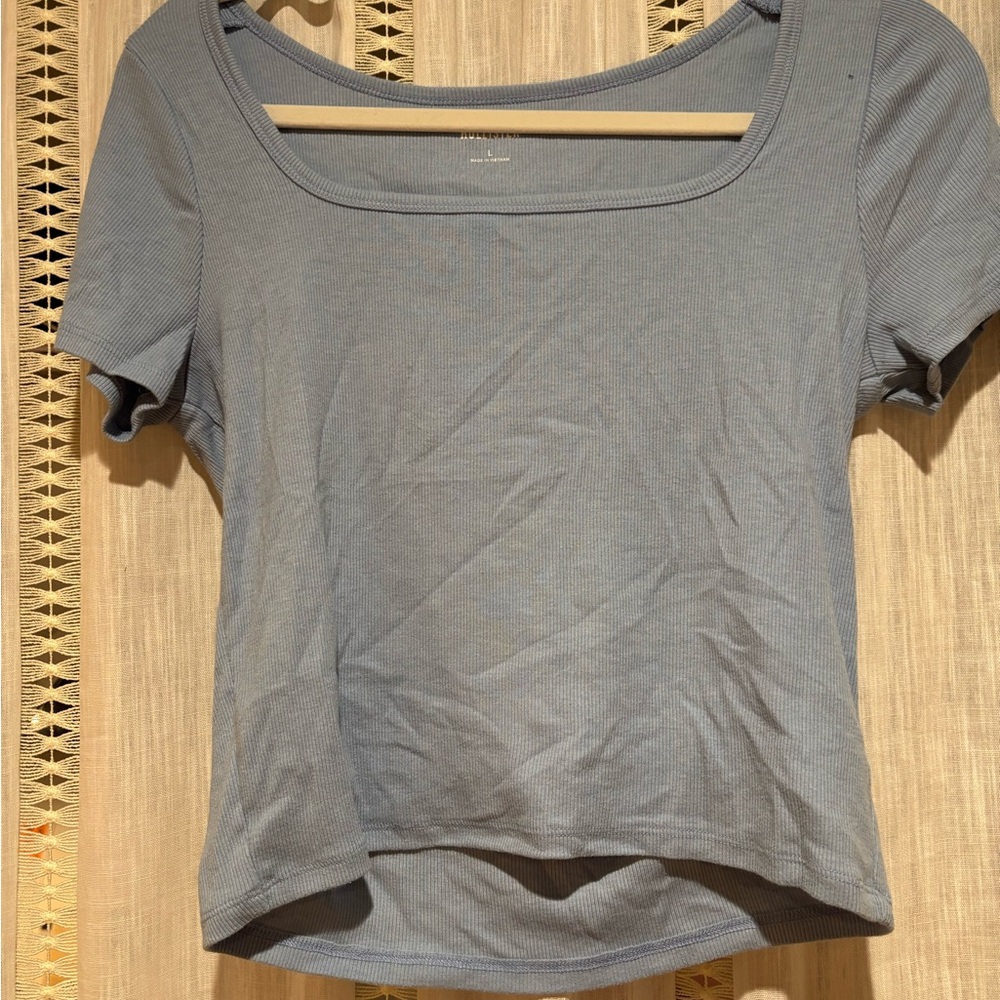 Hollister Gray Fitted Crop Tee